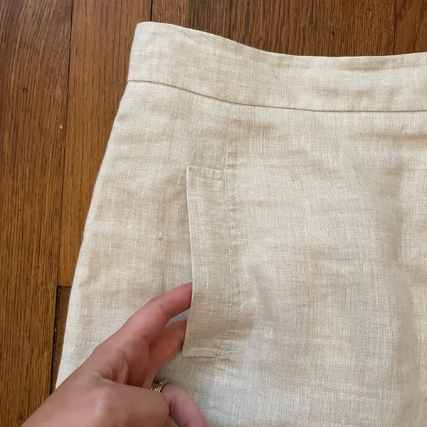 💥Brooks Brothers 100% Linen A-Line Skirt Cream Natural Pockets Size 8💛 - Image 7