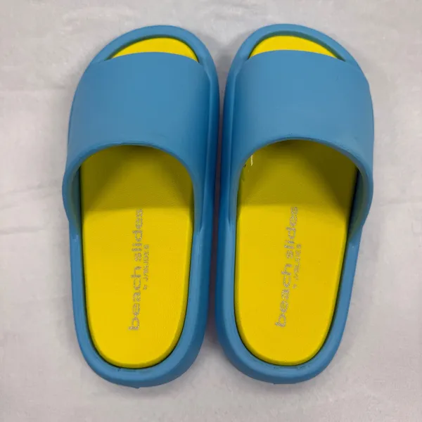 J/Slides Beach Slides Sandals Turquoise Yellow Squish Slides Size 7‎ - Image 7