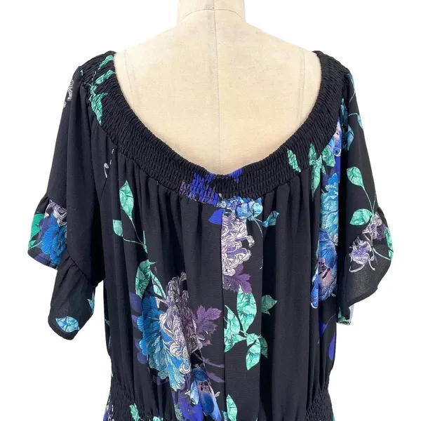 City Chic Suzu Floral Maxi Off the Shoulder Dress Black Plus Size‎ 22 - Image 9