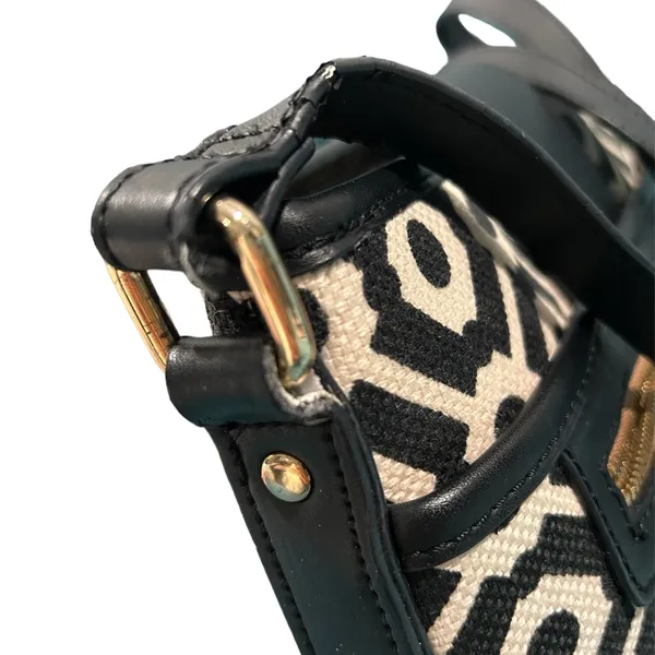 Spartina Convertible Crossbody Bag in Black/White Seagrass Fabric/leather trim - Image 4