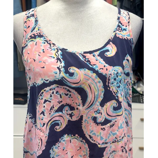 Lilly Pulitzer Women's 100% Silk Racerback For The Halibutt Malie Tank Multi S - Image 4