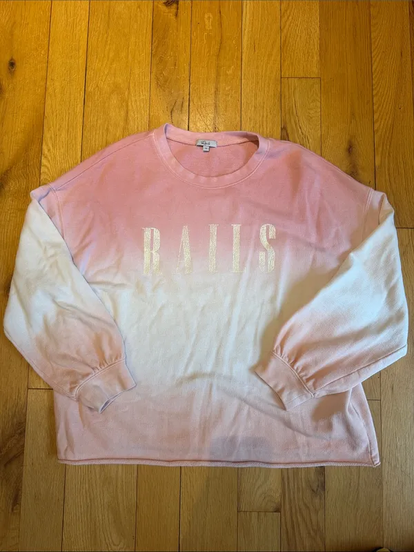 RAILS REEVES Pink Peach Dip Dye Pullover Sweatshirt Medium - C51-048 - Image 2