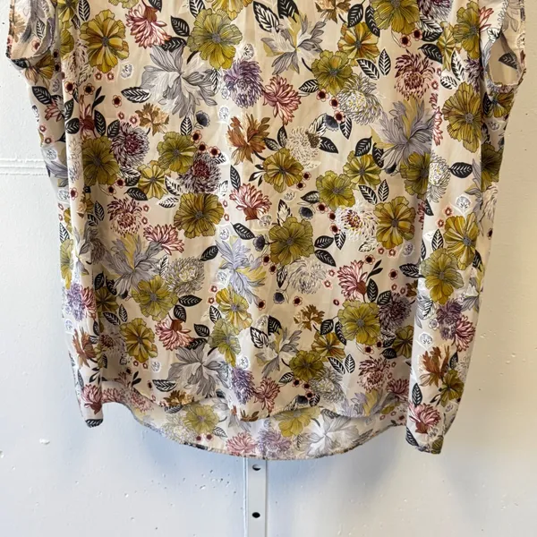Loft Outlet Floral Tie Back Sleeveless Blouse Cream Yellow Large 506324 Casual - Image 4