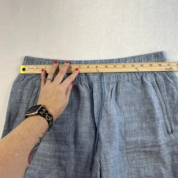 Athleta Sz 12 Retreat Linen Pull On Jogger Pants in Chambray Blue Women’s 531704 - Image 7
