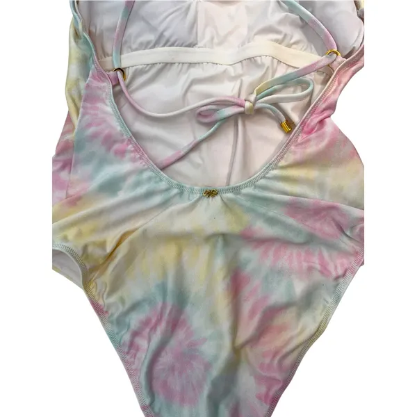 PilyQ Aphrodite Tie Dye Strappy Open Back One Piece Swimsuit Pastel Size Large - Image 5