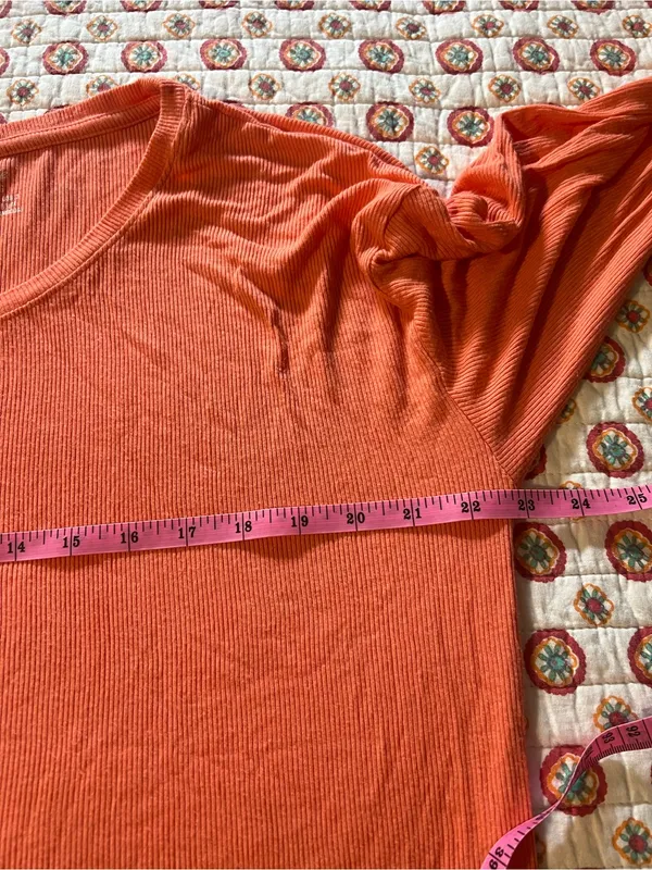 EUC Aerie Ribbed Coral Pink Long Sleeve Shirt size XL - Image 4