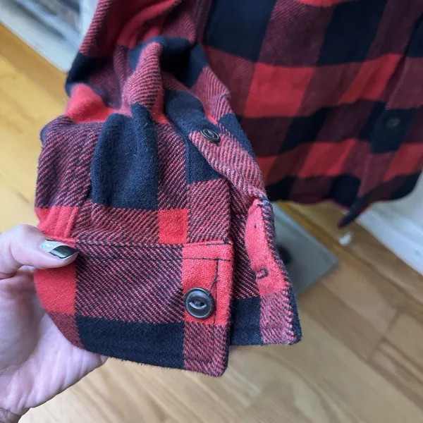 American Eagle AE Unisex Flannel Plaid Button-Down Long Sleeve Shacket Size S - Image 10