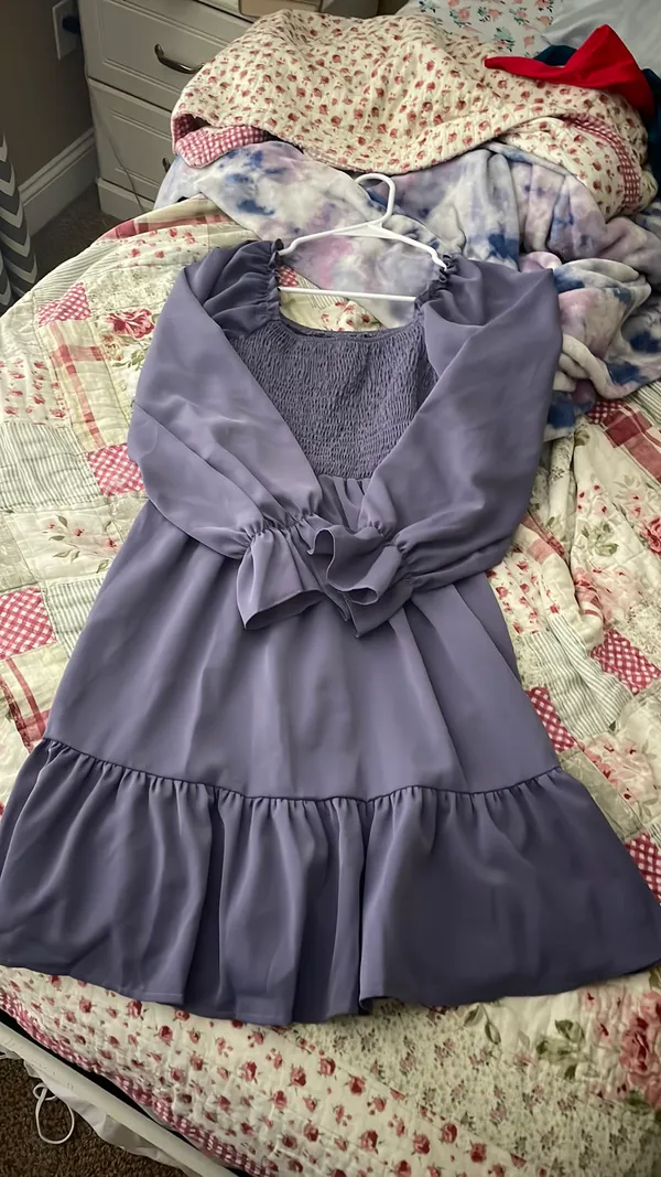 Long Sleeve Blue Mini Dress - Image 3