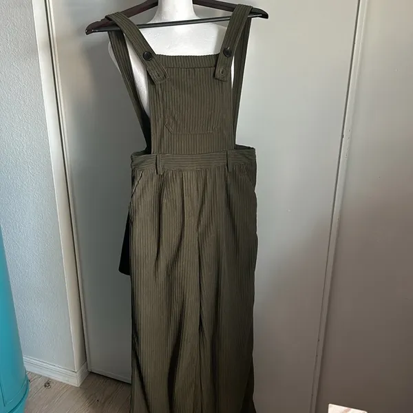Cider Corduroy Adjustable Button Strap Casual Relaxed Backless Overalls - Image 11