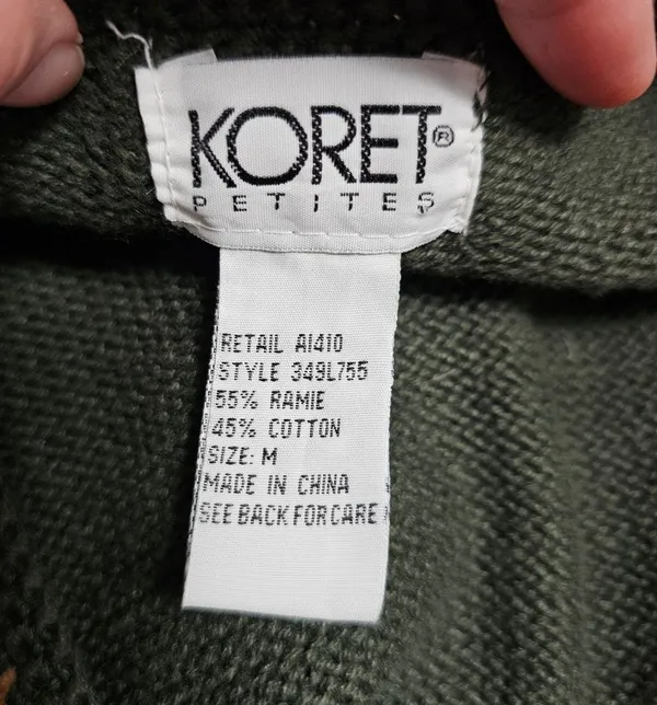 Vintage Koret Petites Olive Autumn Floral Embroidered Vneck Vest Size Medium - Image 5