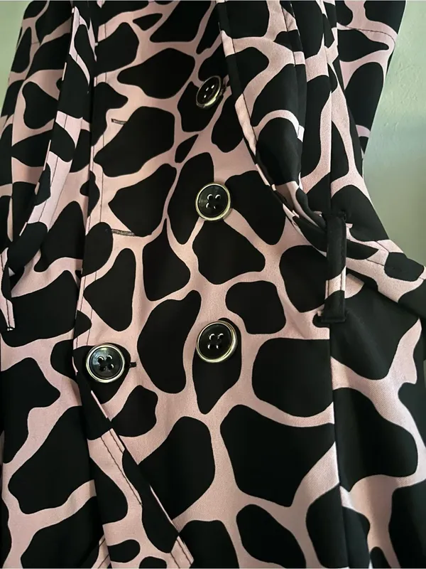 HeartSoul Black Trench Coat with Pink Spot Pattern - Image 5