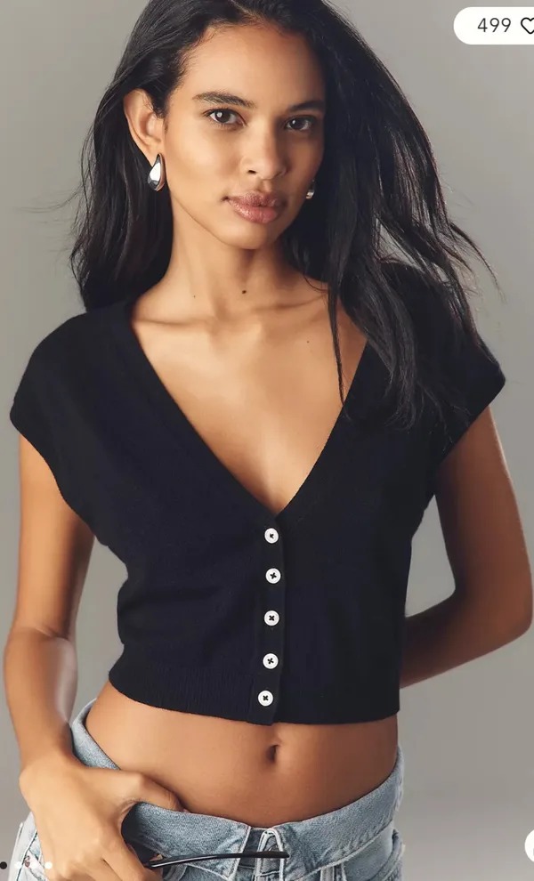 Pilcro Anthropologie V-Neck Crop Muscle Knit Vest - Image 4