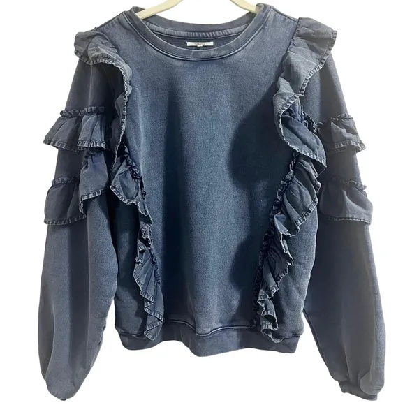 Tularosa REVOLVE‎ Cat Ruffle Navy Blue Pullover Sweatshirt Women's Size XS - Image 3
