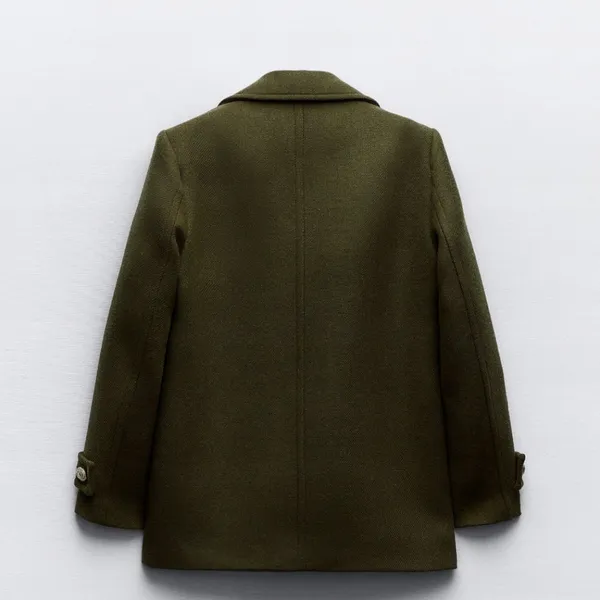 NWT ZARA WOOL BLEND DOUBLE-BREASTED COAT KHAKI Green Bloggers Fave Oversize READ - Image 8