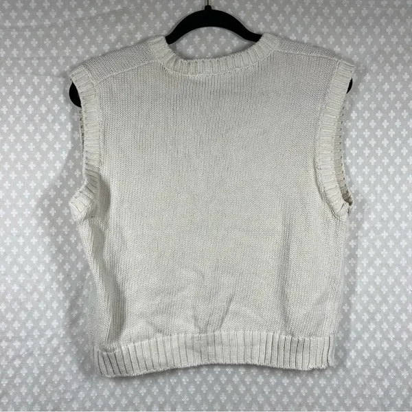 Zara Cream Cotton Blend‎ Knit Sweater Vest - Image 5