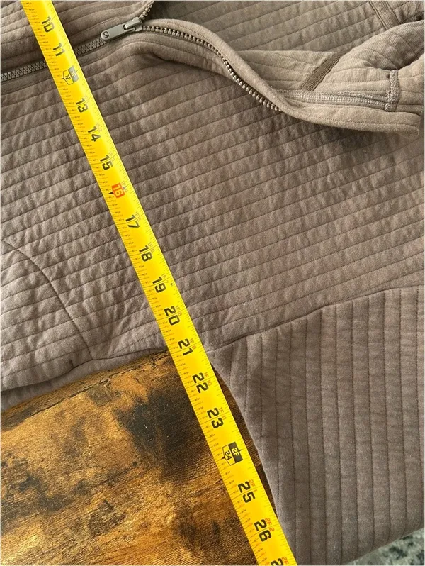 Gap GapFit Quilted Zip Front Hoodie Jacket Brown S Hippie Fisherman Cottage Boho - Image 5