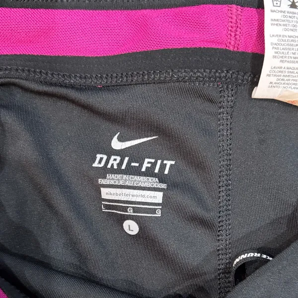 Nike Women’s Large DriFit Black with Pink Trim Capris - Image 2