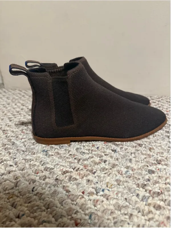 Rothy's Merino Ankle Boot Comfort Pull On Chelsea Brown Cocoa Boots- Size 10 - Image 3