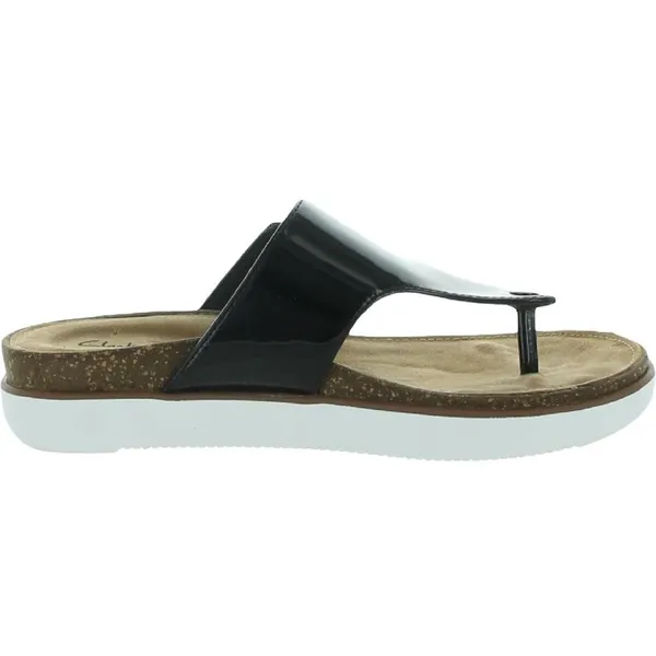 Clarks Elayne Step Patent Leather Sandal Womens Size 6 Black Slip On Comfort NEW - Image 9