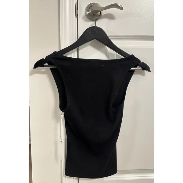 GOOD AMERICAN Fitted Rib Scoop Neck Tank in Black001 Size X-Small NWT - Image 7