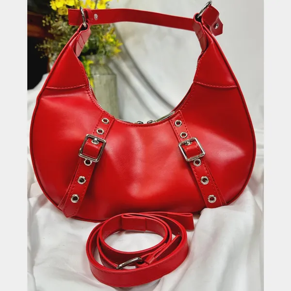 8 Other Reasons Delphine Double Buckle Shoulder bag Red / Silver - Image 6