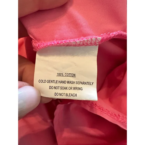Mika & Gala Pink Cotton Ruffle Puff Sleeve Tiered Maxi Dress SZ 6 resort preppy - Image 6