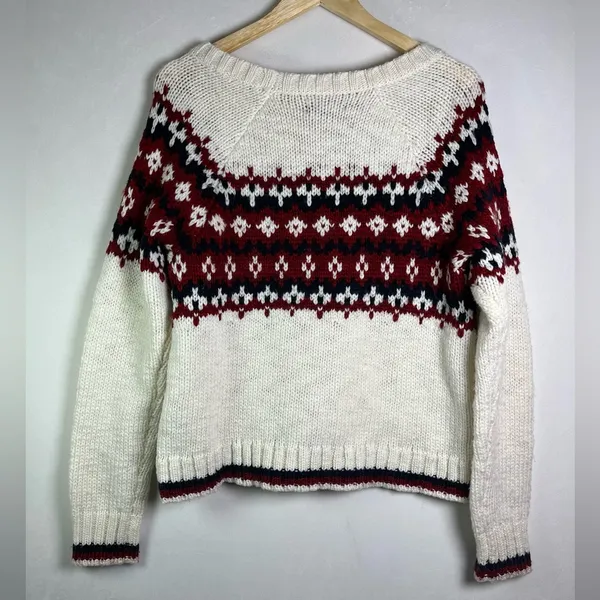 American Eagle Outfitters Women’s Large Fair Isle Chunky Knit Wool Blend Sweater - Image 7