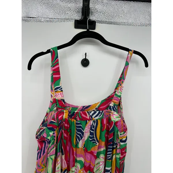Goa by Japna Green Tropical Print Maxi Dress Womens Pockets Rayon‎ Size M Resort - Image 7