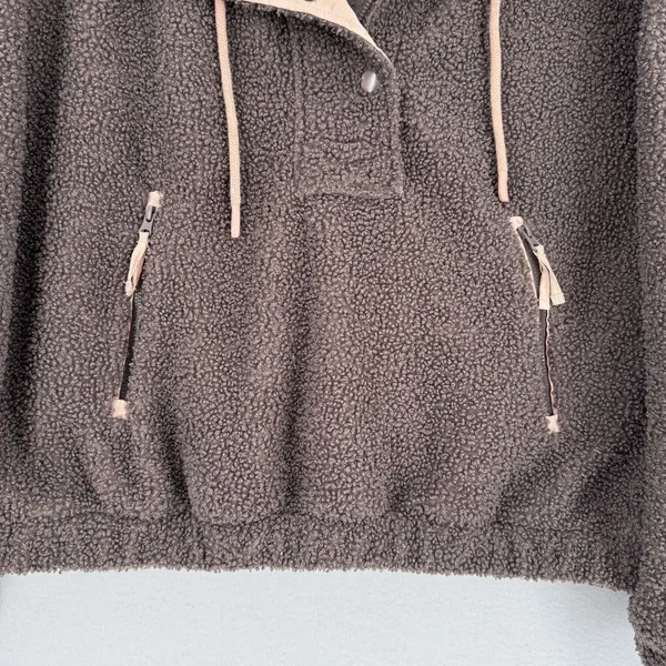 Universal Thread Sherpa Fleece Pullover Jacket L Brown Pink Trim Teddy Outdoorsy - Image 6