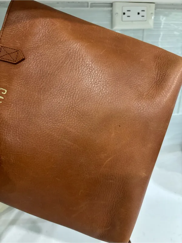 Madewell Small Zip-Top Transport Tote English Root Leather Crossbody Bag - Image 6