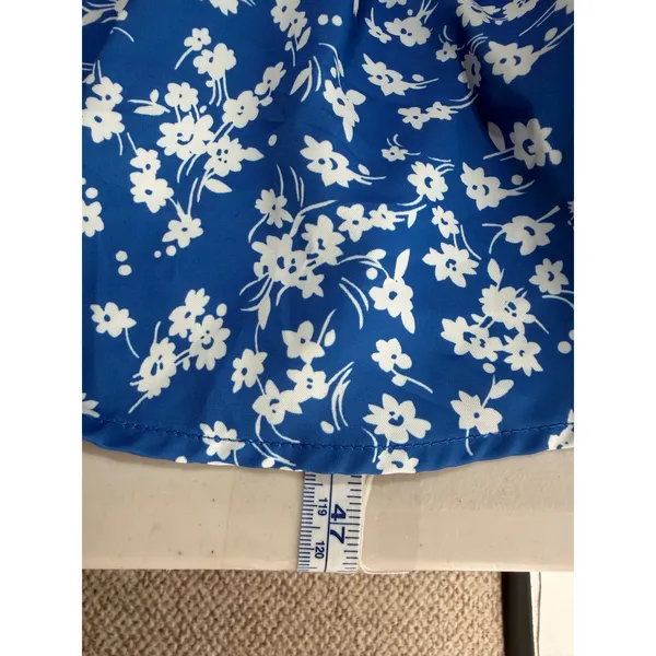 Scarlet Darkness Midi Dress Womens L Blue Floral Milkmaid Smocked Cottagecore - Image 10
