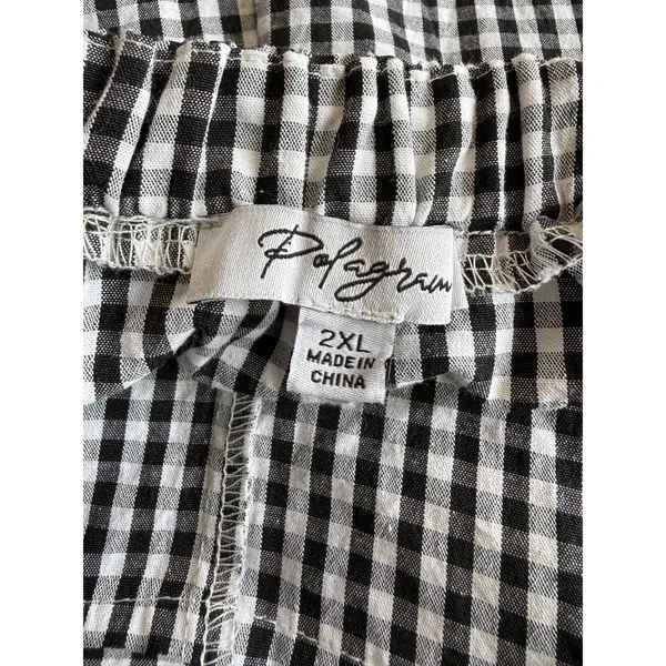 Polagram Womens Gingham Overalls Black White Plaid Bib Jumpsuit 2XL‎ - Image 6