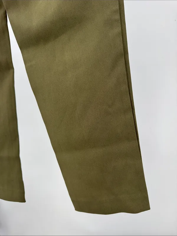 Lulu's Olive Green Tailored Pleat Trousers S office professional casual neutral - Image 4