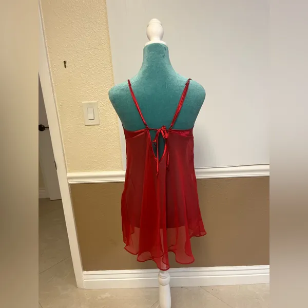 Elegant Red Sheer Babydoll‎ Lingerie - Image 4
