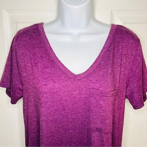 Yelete Criss Cross Back TShirt Dress Swing Athletic VNeck Purple S - Image 4