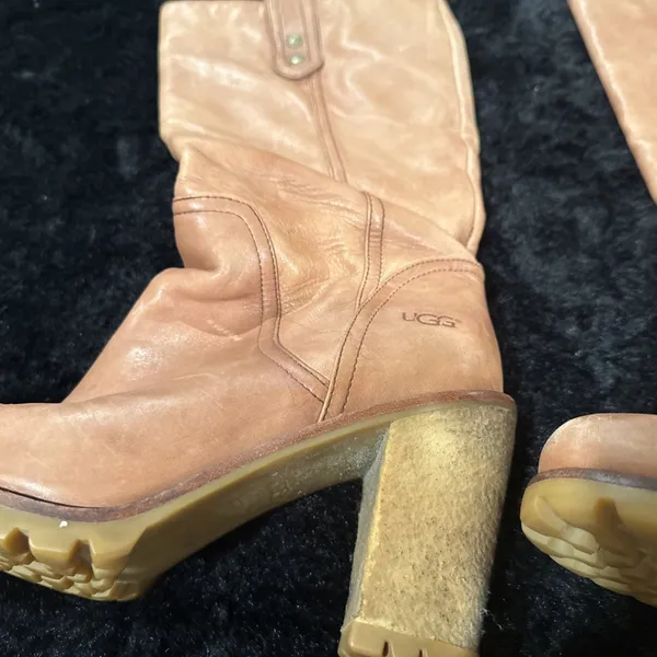 UGG Brown Leather "Josie" Pull On Boots - S/N 1001643 - US 7 EU 38 - Image 8