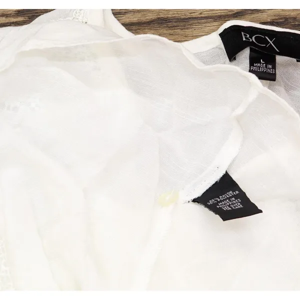 NWT BCX Juniors Lace-Trim Tie-Hem Peasant Top 1080F2K White L - Image 7