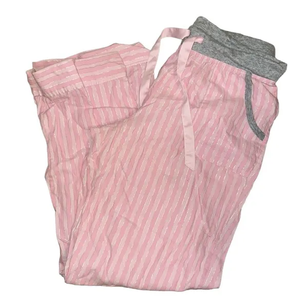 ✨ Victoria's Secret Pink/Grey Metallic Silver Striped Pajama Pants✨ - Image 4