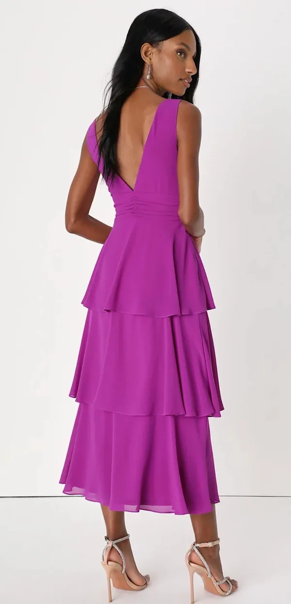 Lulus Celebration Time Purple Sleeveless Tiered Midi Dress - Image 2