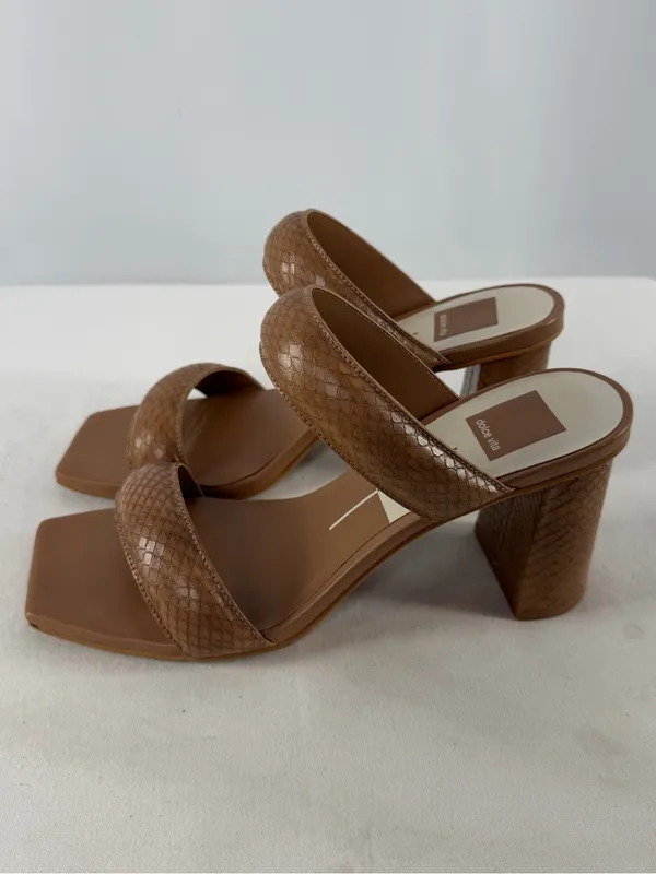 Dolce Vita Textured Double-Strap Block Heel Square Toe‎ Sandal Brown Size 8.5 - Image 3