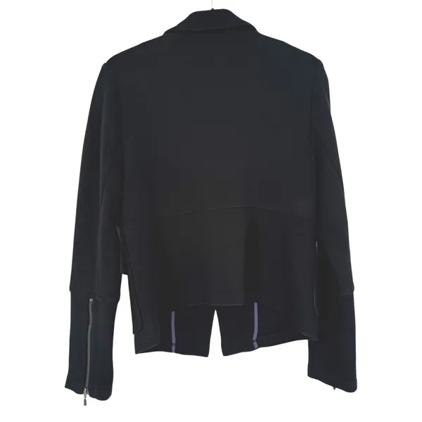 Anthropologie‎ Women's Surin Ponte Knit Moto Blazer Jacket Black Size Medium - Image 5