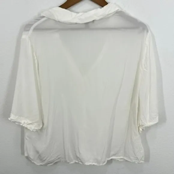 J. Crew Womens XL White Viscose Collared‎ 3/4 Sleeve Top Blouse - Image 7