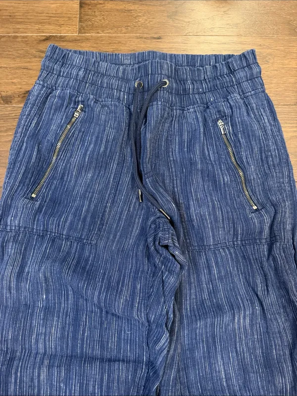 Athleta Athleta Cabo Linen Wide Leg‎ Pant - Blue - Smocked Waist - 2 - C31-050 - Image 3