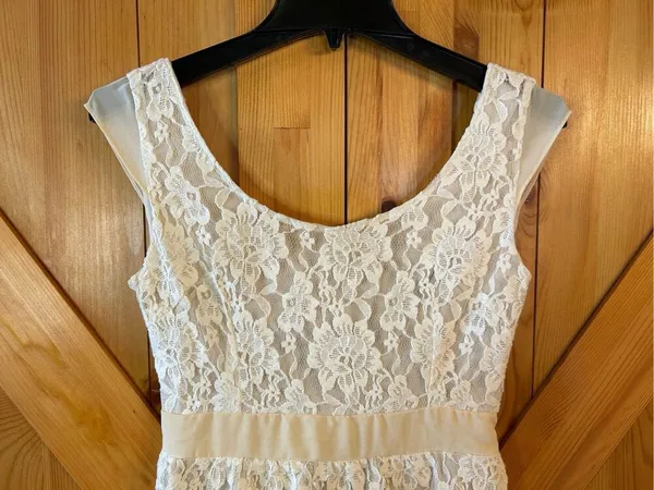 American Eagle Summer Lace Overlay Dress White Cream Size 2 Cap Sleeve nwt (069 - Image 3