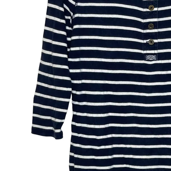 LRL Lauren Jeans Co. Striped Henley‎ Top Women Medium 3/4 Sleeve Front Button - Image 5