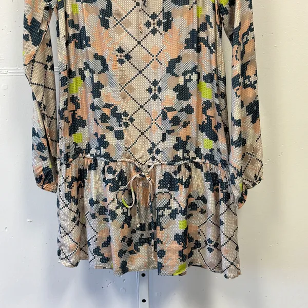 Sam & Lavi Los Angeles Geometric Pixel Print Mini Dress Long Sleeve XS Boho - Image 4