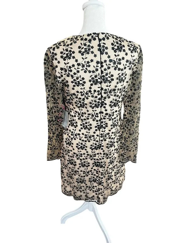 Betsey Johnson NWT Floral Lace Mesh Bow Mini Dress Nude Black Size 6 - Image 5