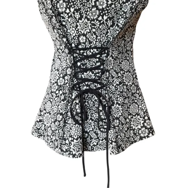 Anthropologie Corseted Jacquard Top Womens Size Medium White Black - Image 5