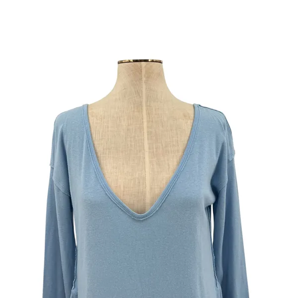 Free People We The Free Rose Petal Tee Shirt Long Sleeve‎ Blue Size Large - Image 5