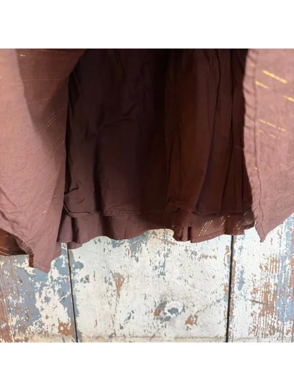 Gap Brown mini skirt metallic threading size small - Image 3